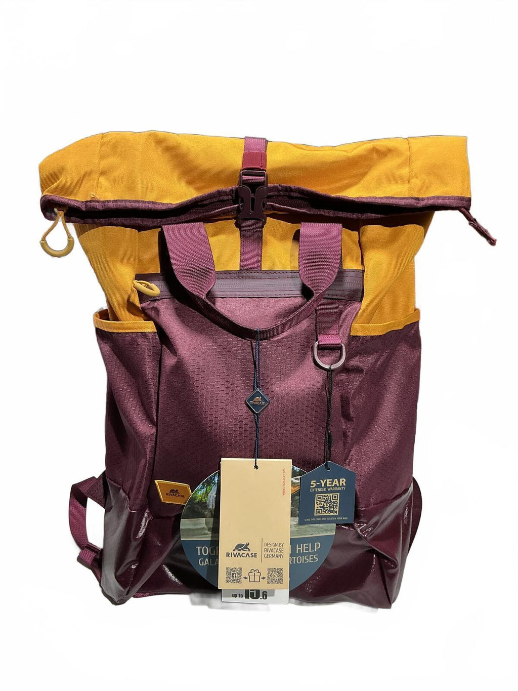 *NEW* Rivacase 25L  15.6in Water Resistant Laptop Backpack Burgundy Mustard