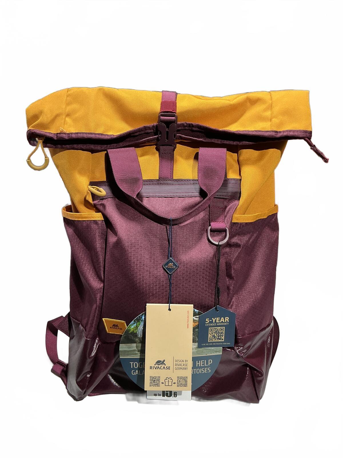 *NEW* Rivacase 25L  15.6in Water Resistant Laptop Backpack Burgundy Mustard
