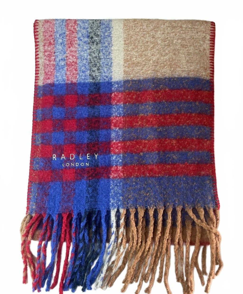 Radley London Scarf Women Multi Colour Checked Pattern Soft Warm 100x42cm