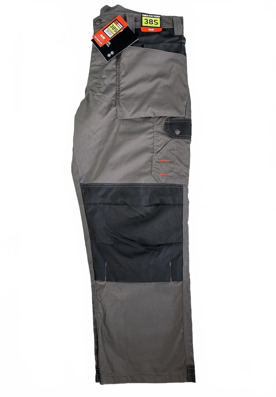 Scruffs Worker Plus Trousers Men's 38S Graphite Durable Lightweight Knee Pad Pkt
