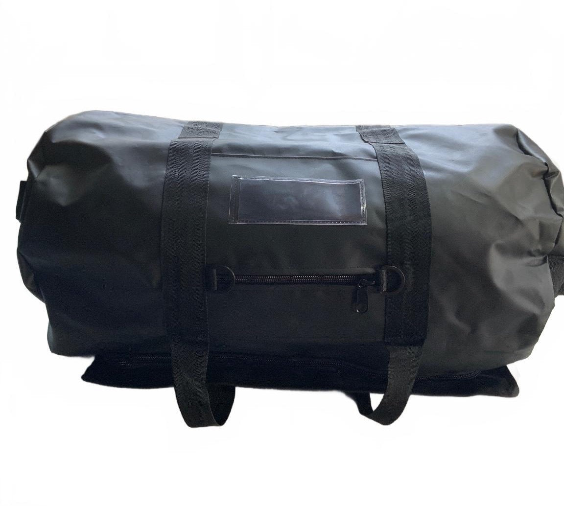 Seahawk Large Black Waterproof Duffel Bag with Shoulder Straps and Zipper Close