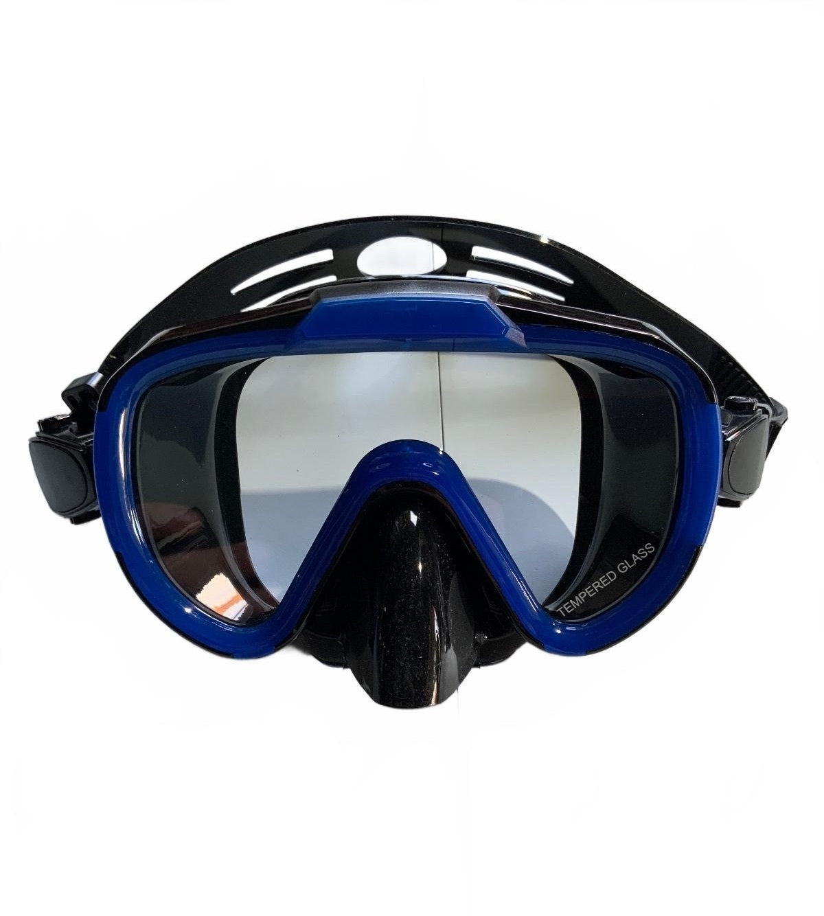 Diving Mask Snorkel Face Scuba Swim Goggles Blue Black Size Adjustable