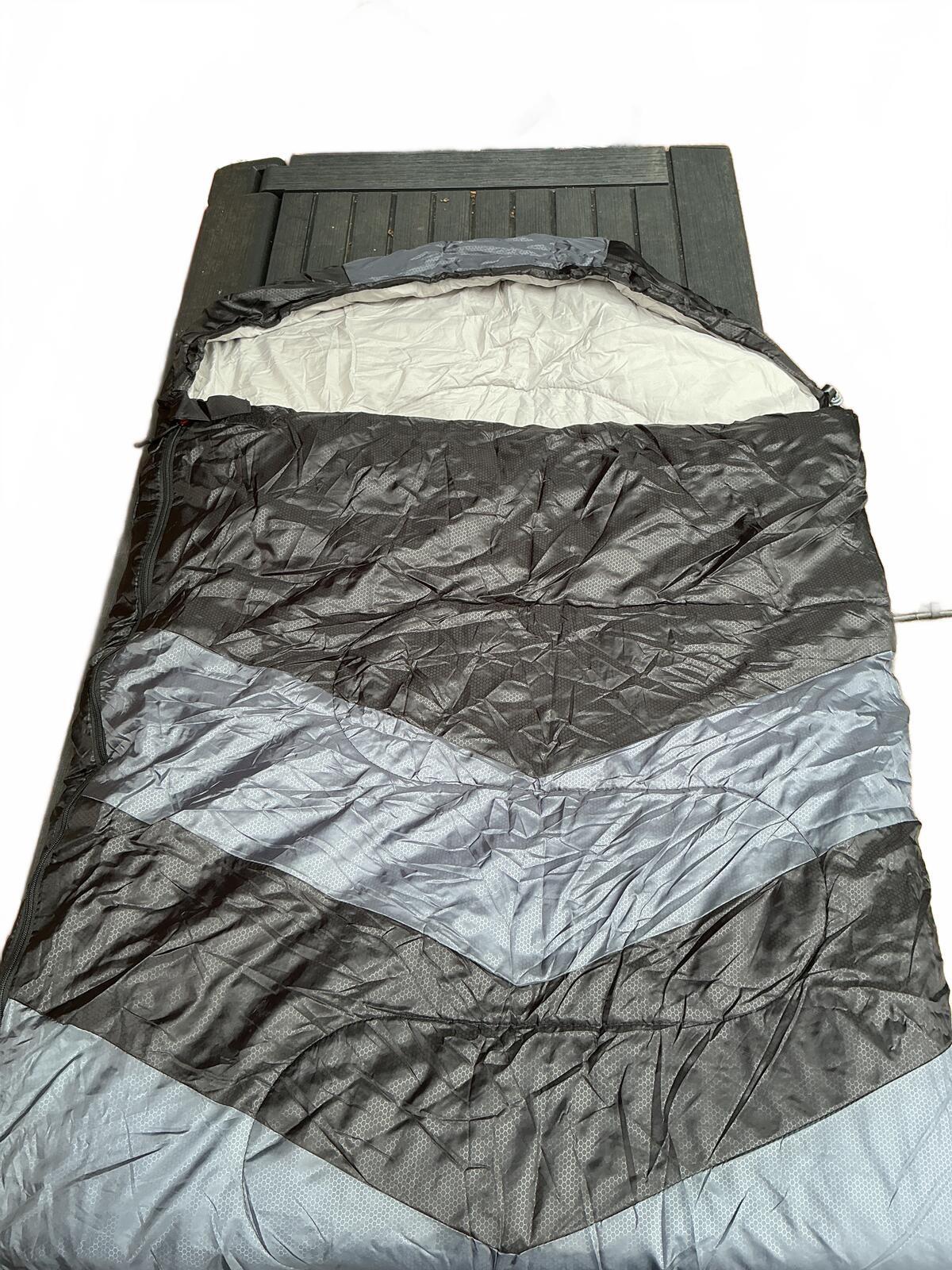 MalloMe Single Sleeping Bag Black Grey Polyester Camping Travel Outdoor