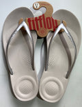 FitFlop Iqushion Ergonomic Flip-Flops Silver UK 5 Comfortable Sandals