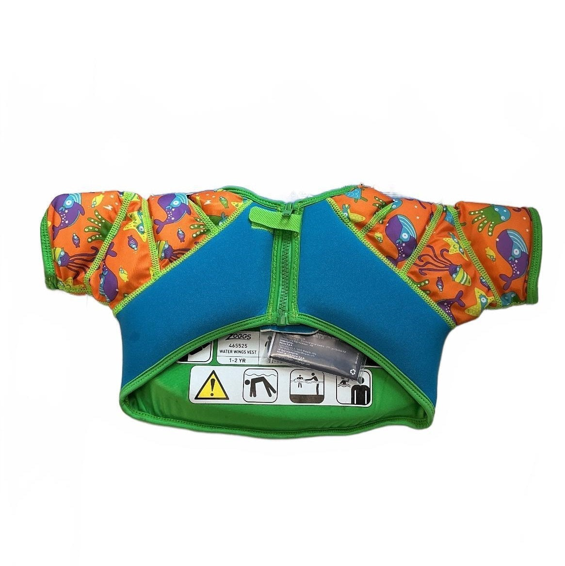 Zoggs Water Wings Vest Baby 1-2 Years Blue Orange Floatation Aid Swim