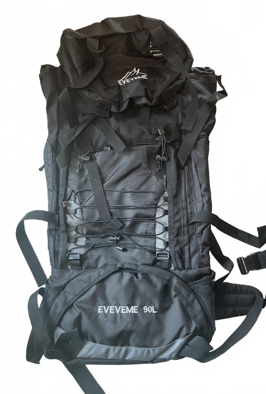 EVEVEME 90L Black Large Capacity Hiking Backpack Outdoor Rucksack