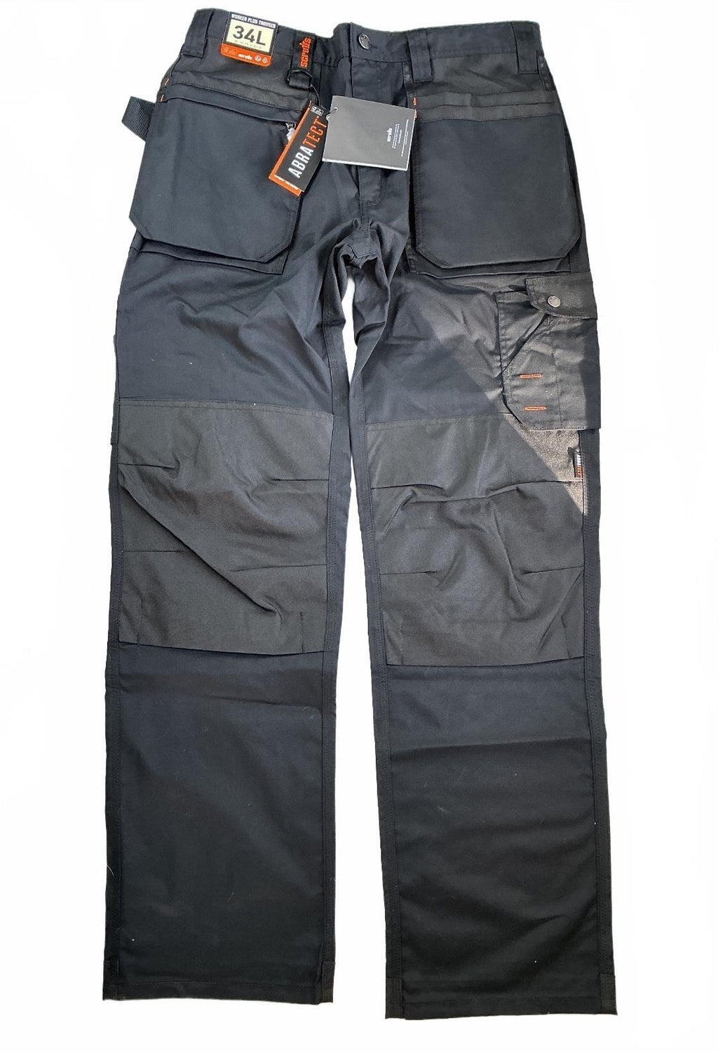 Scruffs Worker Plus Trousers Men's 34L Black Abratect Durable Workwear