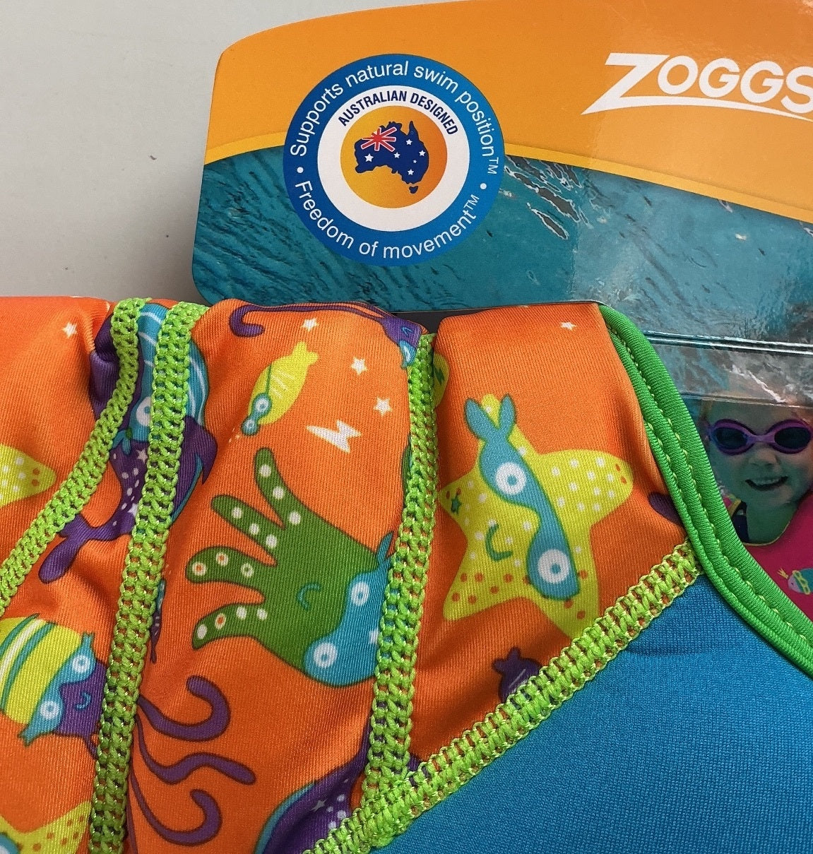 Zoggs Water Wings Vest Baby 1-2 Years Blue Orange Floatation Aid Swim