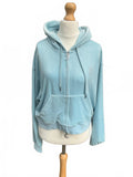 Juicy Couture Light Blue Velour Zip Hoodie Sweatshirt Size Xl