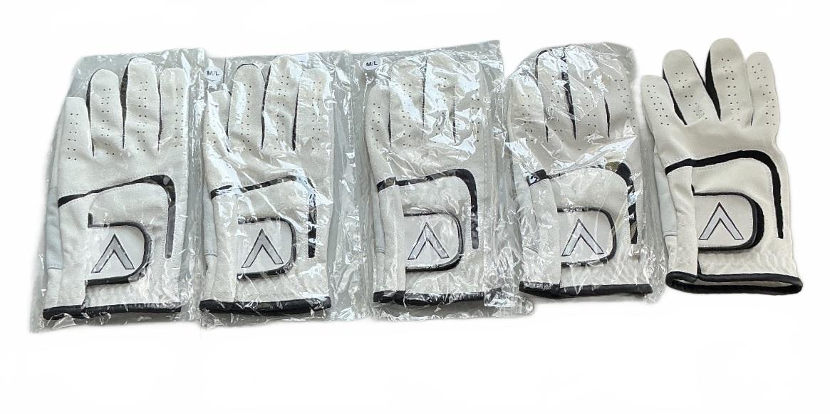 5 Generic Golf Gloves Size M/L White Black 5 Pack