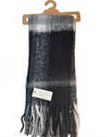 Radley London Women's Fluffy Scarf Black Grey Check Pattern Soft Warm 100x42cm