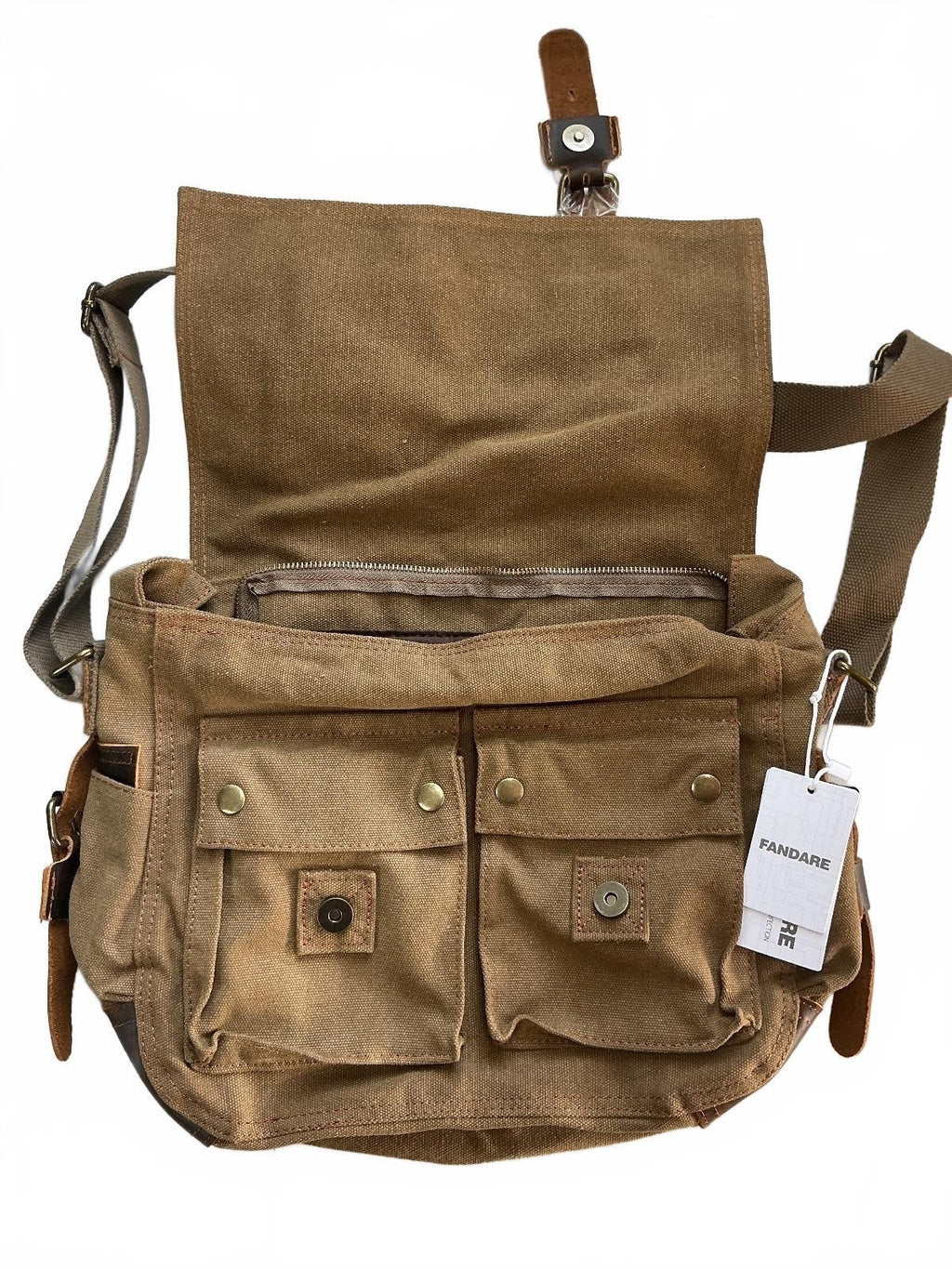 Fandare Brown Canvas Messenger Bag Size Medium