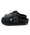 Sisttke Winter Clogs Women's Size 39 Uk 6 Black Suede Adjustable Strap Faux Fur