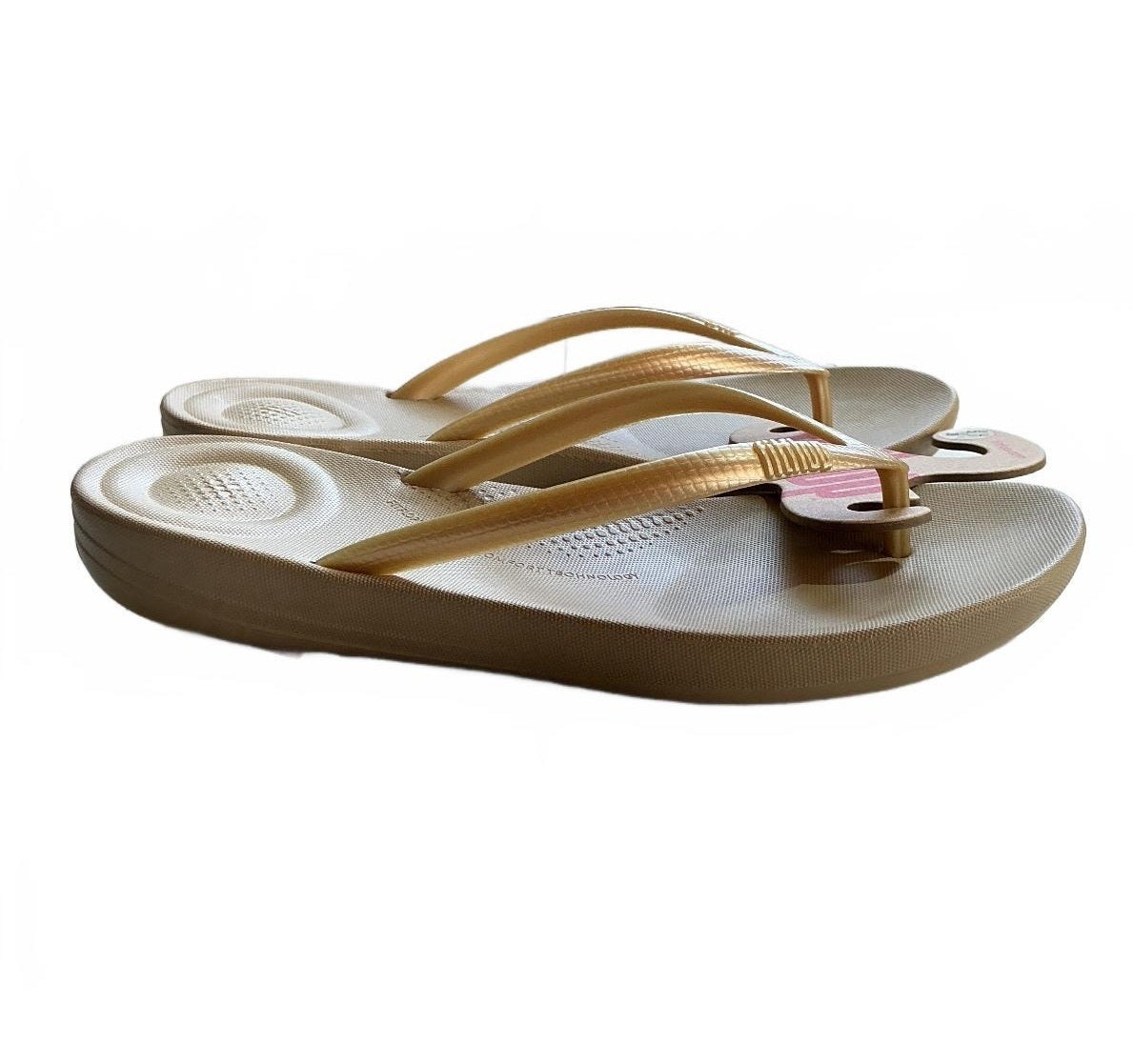 FitFlop Gold Flip Flop Sandals UK 5 Comfortable Contoured Footbed Summer