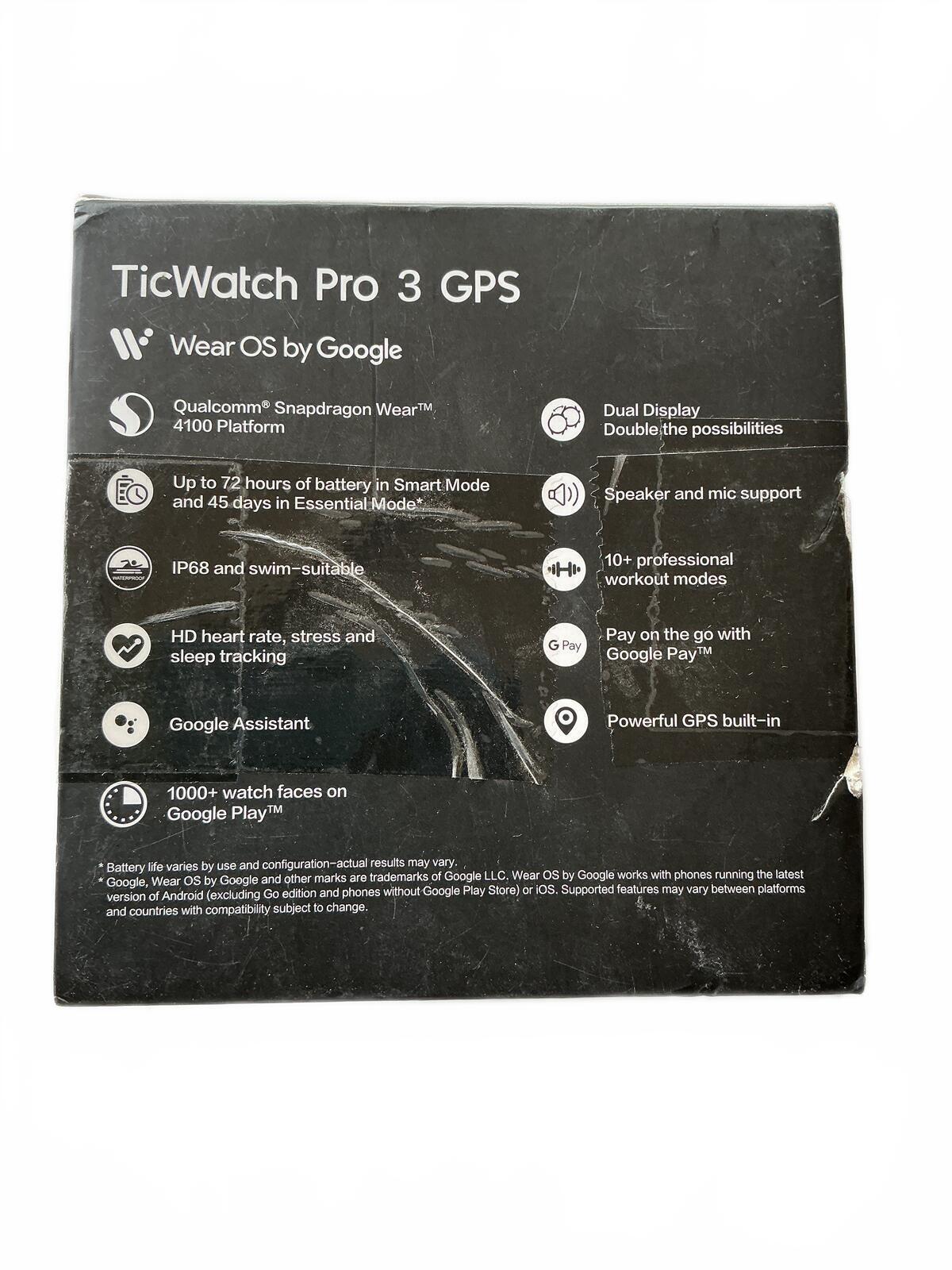 TicWatch Pro 3 GPS Smartwatch with Charger and Manuals - Size Standard