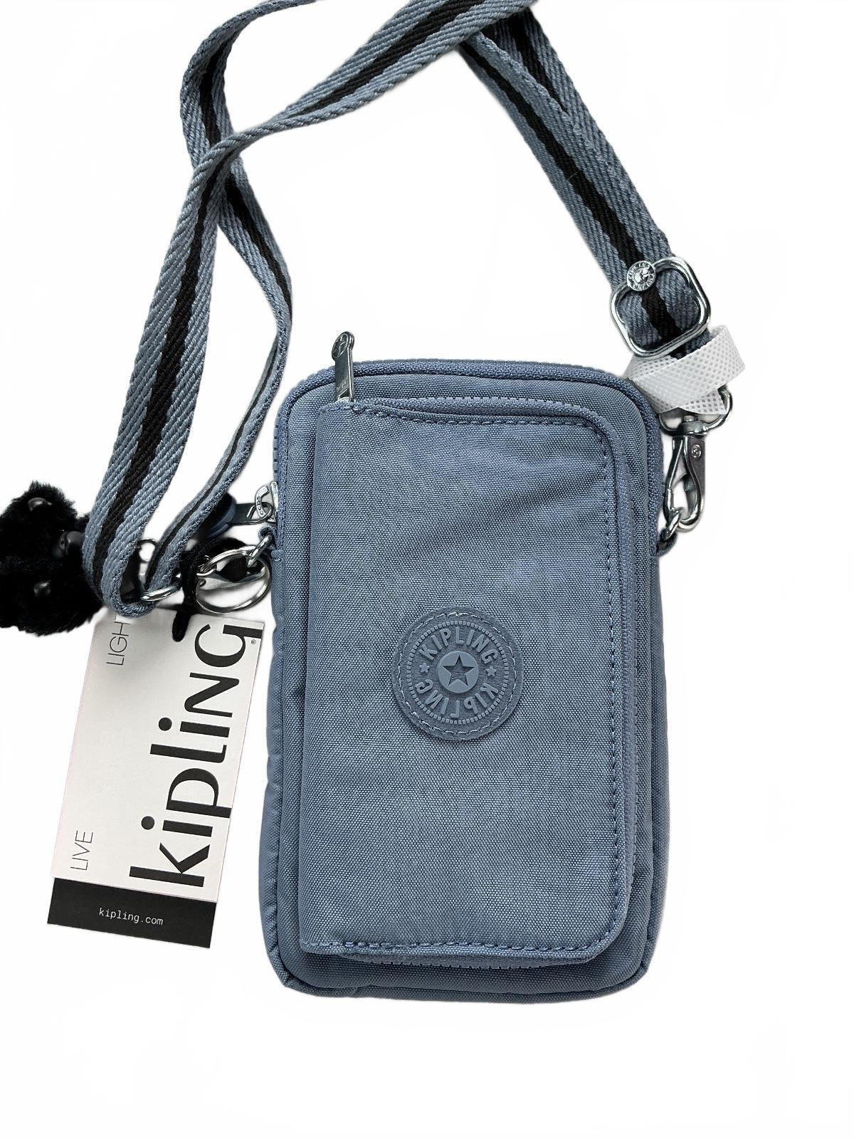 Kipling TELMO NWT Small Wallet Crossbody Bag Women Blue Stone Removable Strap