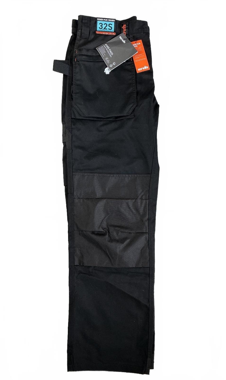 Scruffs Worker Plus Trousers Men 32S Black Durable Knee Pad Pockets