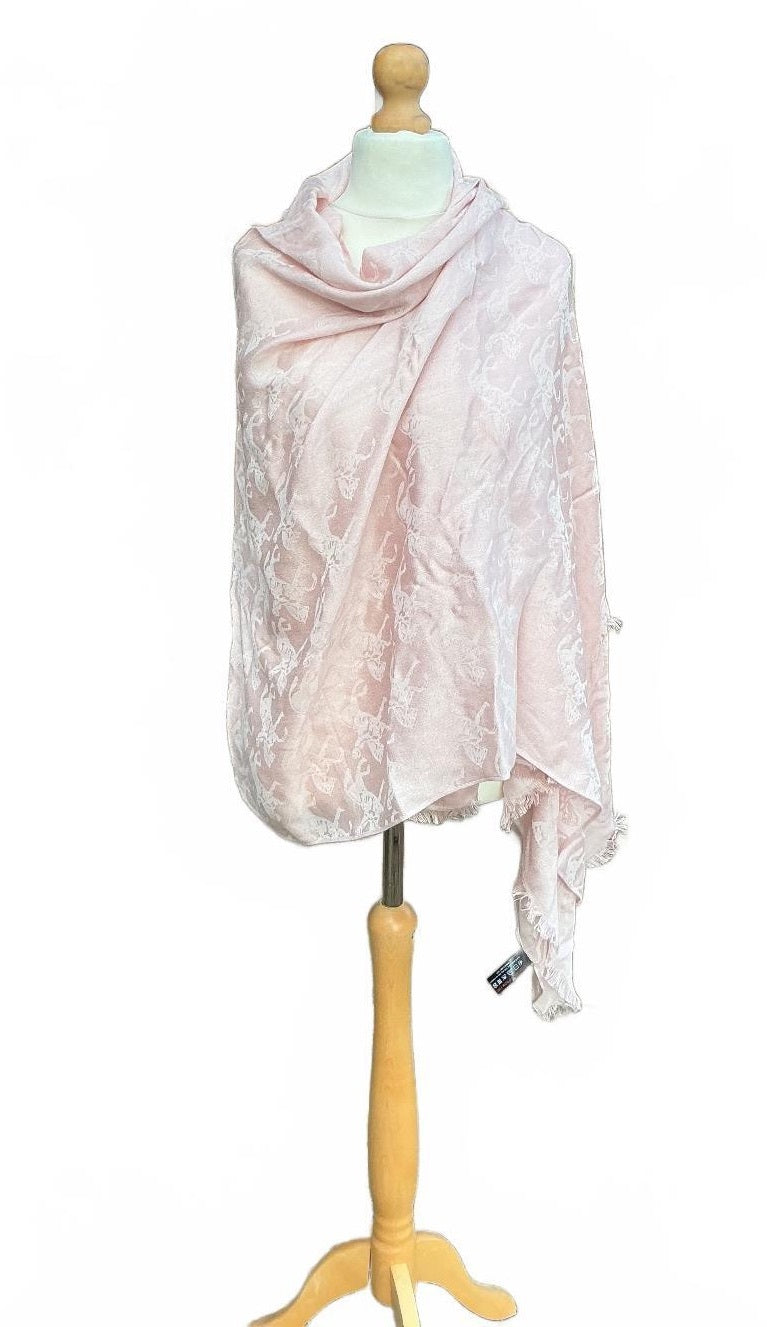 Paul Costelloe Dressage Women Scarf Pink Horse Print Jacquard Lightweight