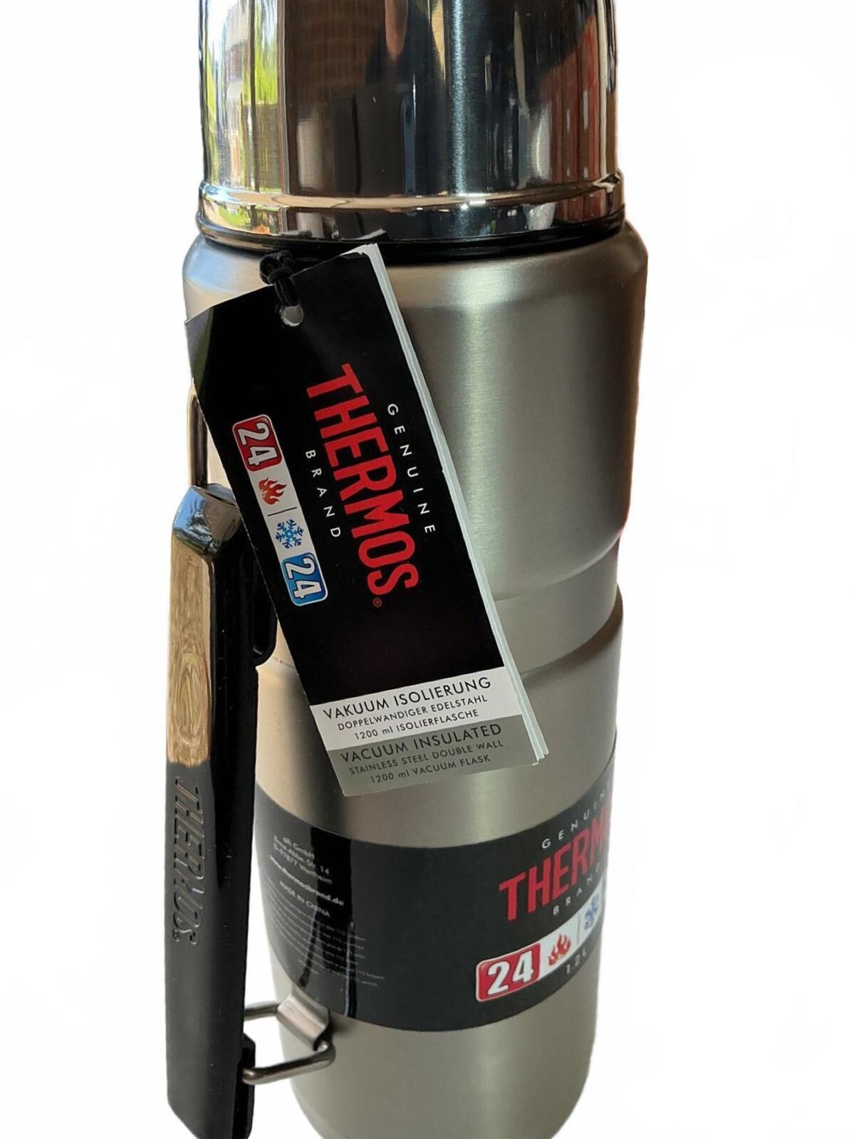 *NEW* Thermos 1.2L Vacuum Flask with Cup & Carry Handle - Silver/Black