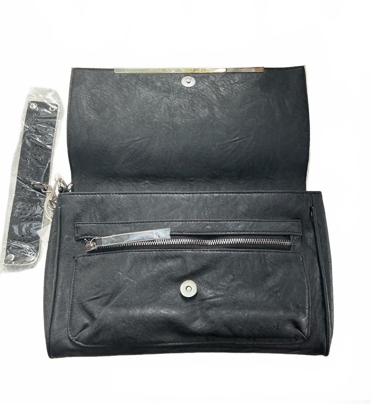 Religion Black Leather Clutch Bag