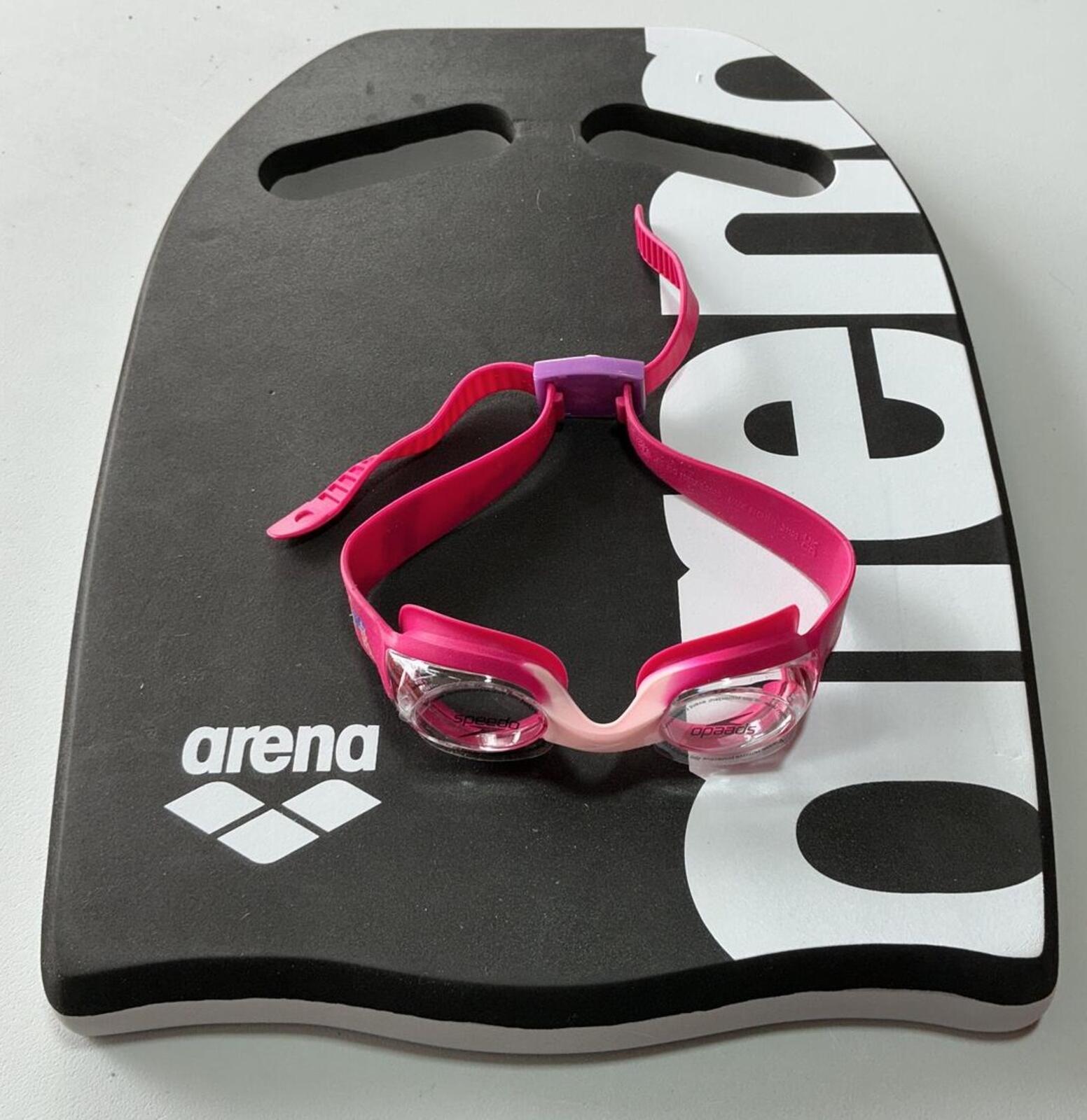 Arena Kickboard with Speedo Pink Kids Swimming Goggles Adjustable Strap