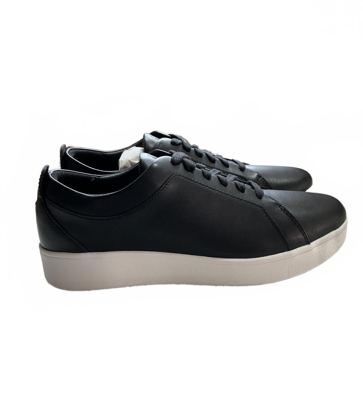 FitFlop Rally Black Leather Sneakers UK Size 6 Comfortable Casual Shoes