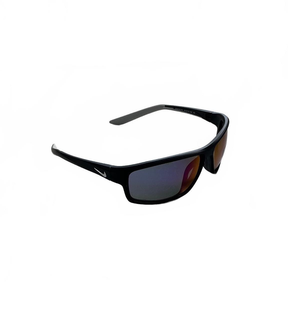 Nike Adrenaline 22 E sunglasses in matte black pink-mirrored field tint lenses.