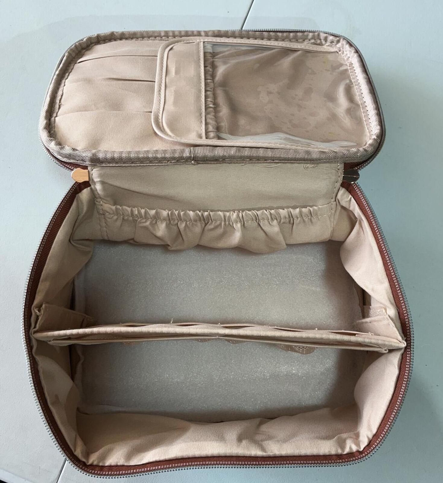 *NEW* Prite Brown Check Toiletry Cosmetics Wash Bag One Size Travel Case