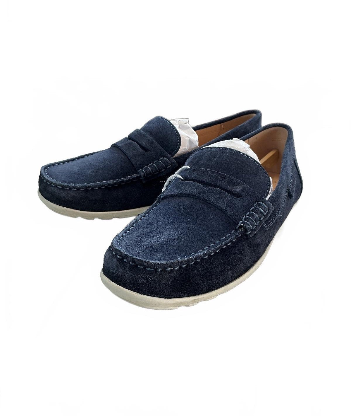 Geox Ladies Navy Blue Suede Loafers Size 4 Comfortable Casual Shoes