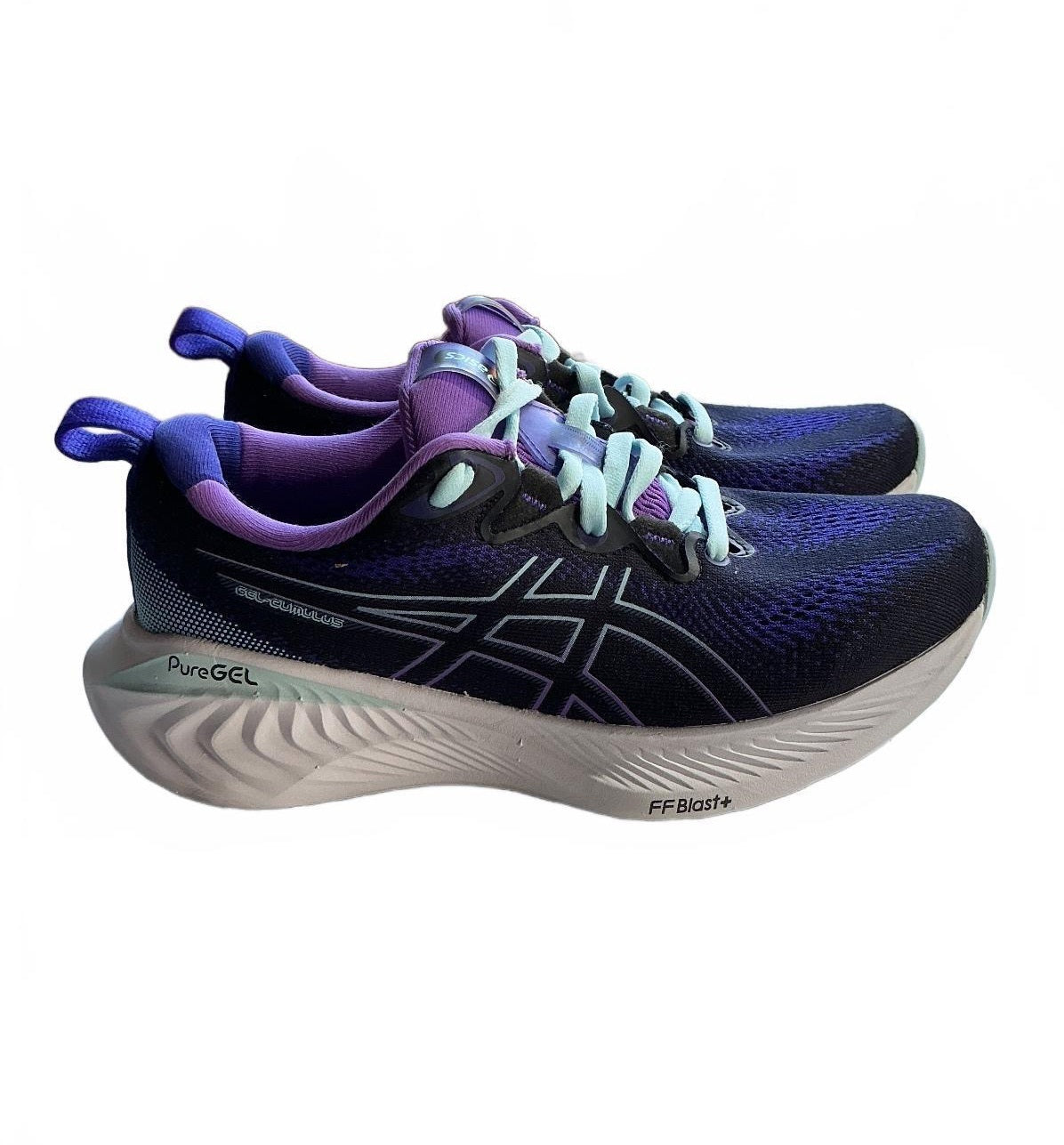 Asics Gel Cumulus Running Trainers Size UK 4 Purple Blue PureGEL FFBlast