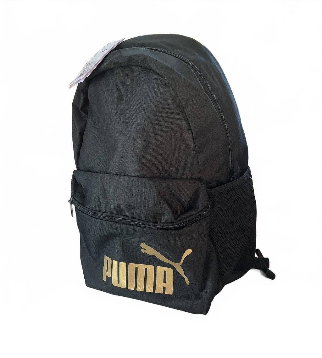 Puma Phase Backpack Unisex OSFA Black Gold Logo Durable 22L Capacity