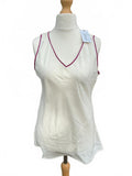 Silk Paul Smith Cream Sleeveless Top with Purple Trim Size 14