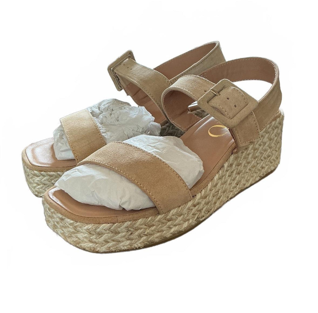Gaimo Beige Suede Espadrille Wedge Sandals Size 5 UK Summer Footwear