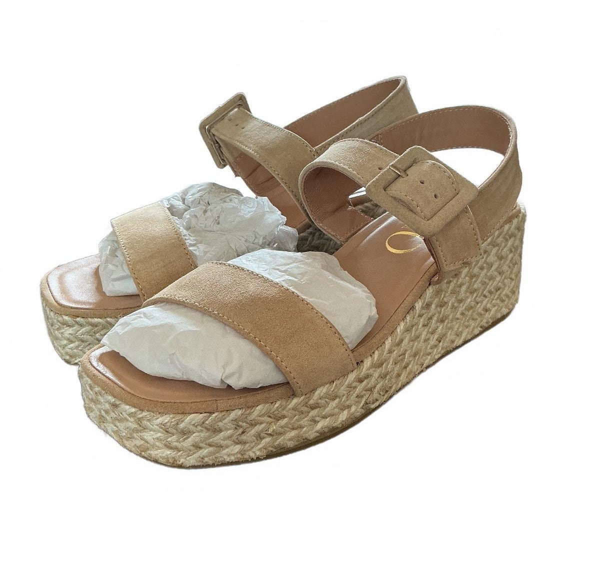 Gaimo Beige Suede Espadrille Wedge Sandals Size 5 UK Summer Footwear