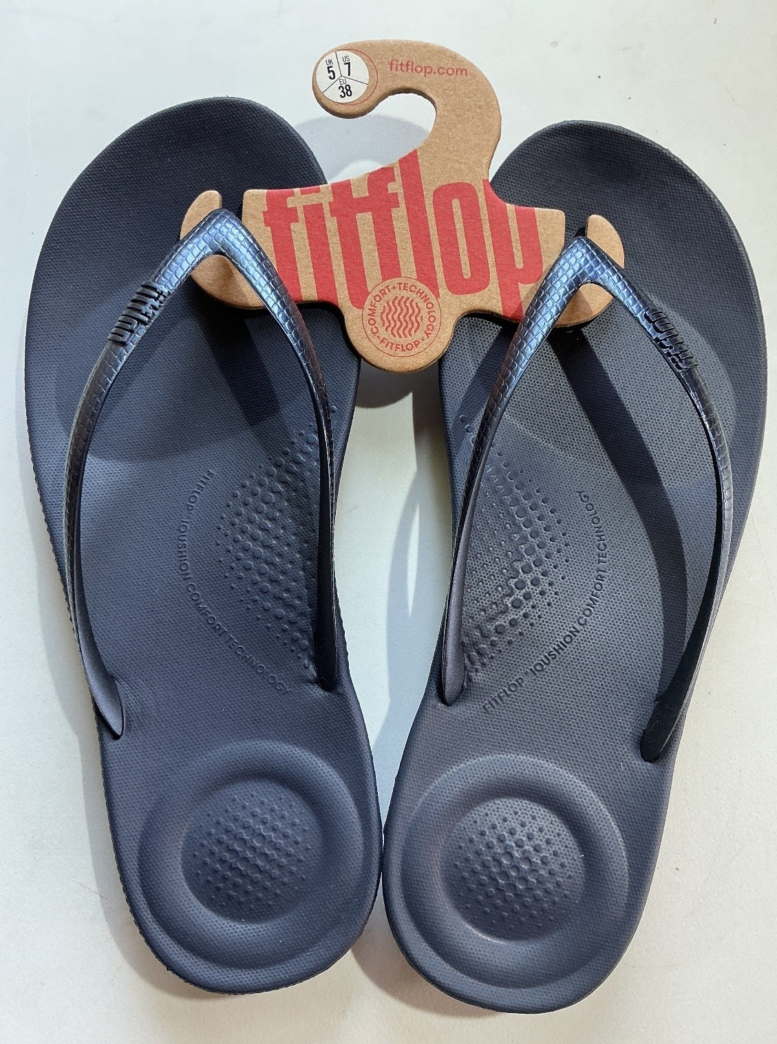 FitFlop IQushion Ergonomic Flip-Flops UK 5 Midnight Navy Comfortable Sandals