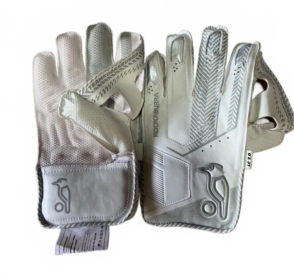 Kookaburra LC 2.0 Cricket Wicketkeeping Gloves Youth Size White Gray