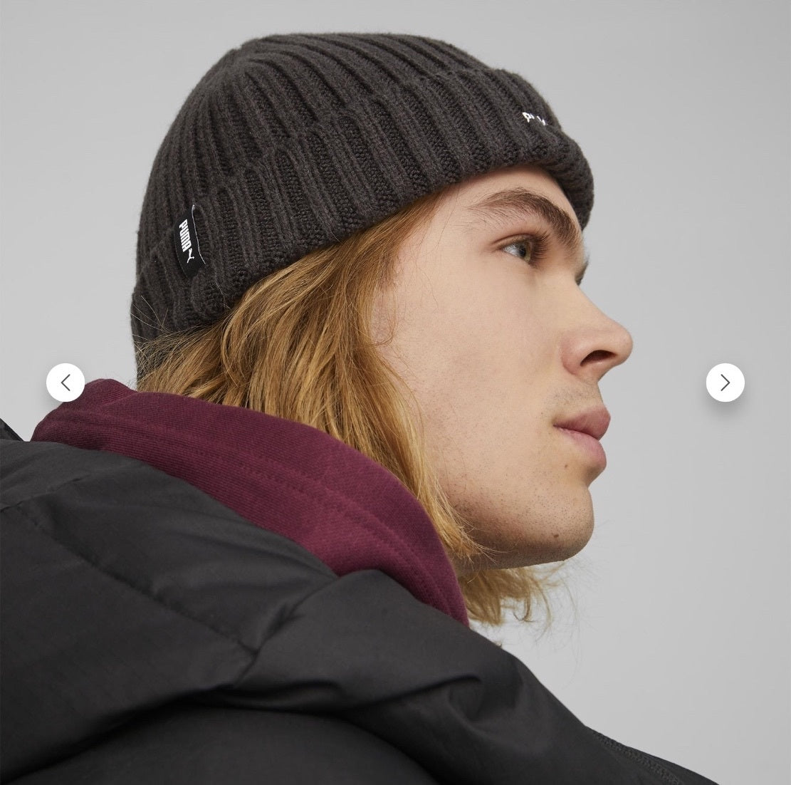 Puma Sportwear Fisherman Beanie Unisex Adult Black Ribbed Knit Hat