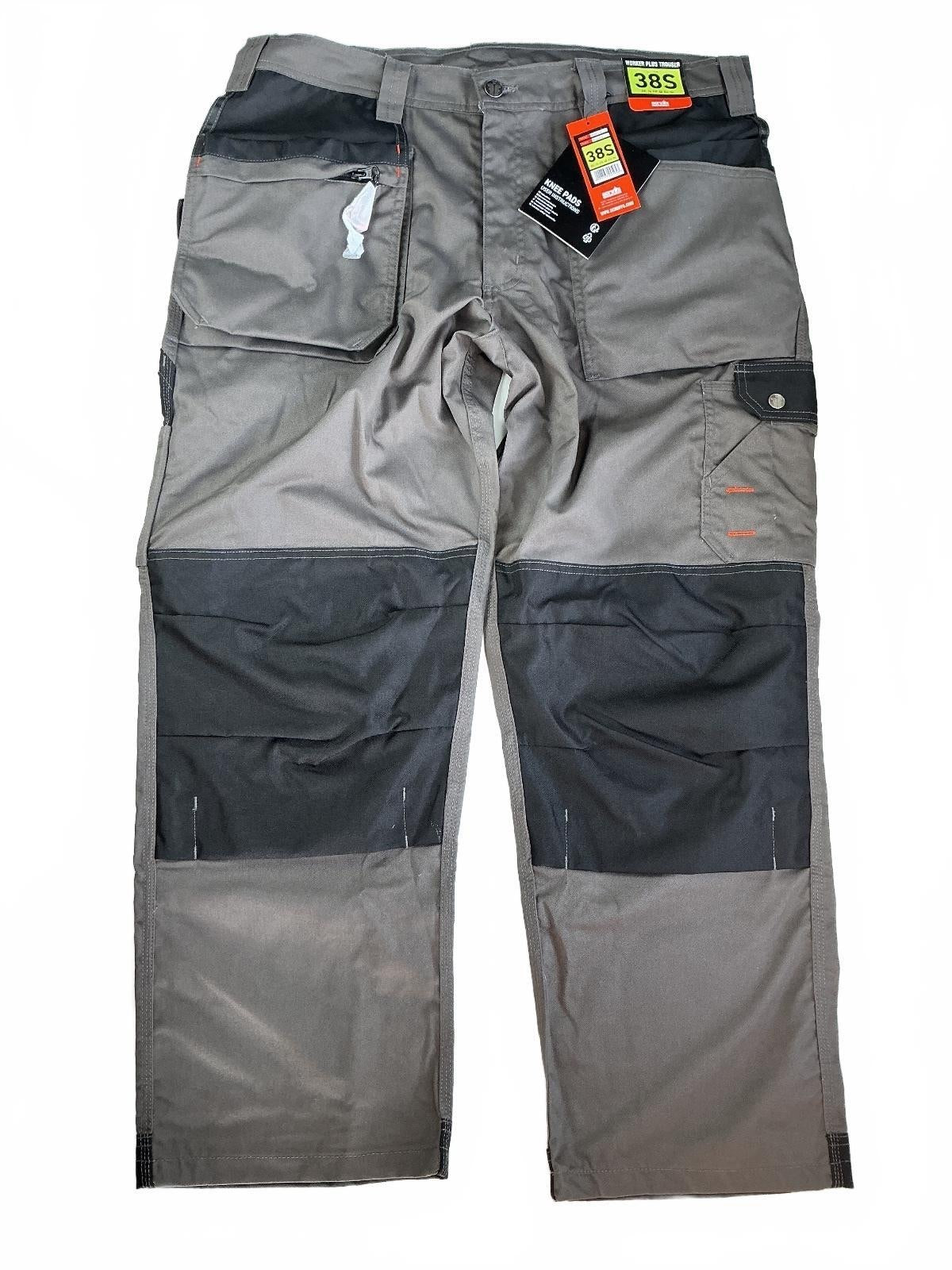 Scruffs Worker Plus Trousers Men's 38S Graphite Durable Lightweight Knee Pad Pkt