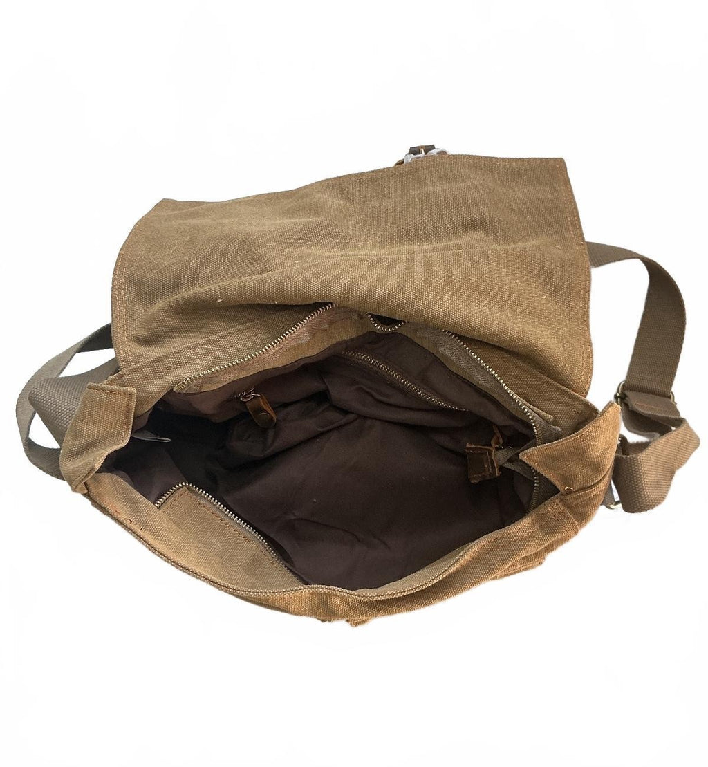 Fandare Brown Canvas Messenger Bag Size Medium