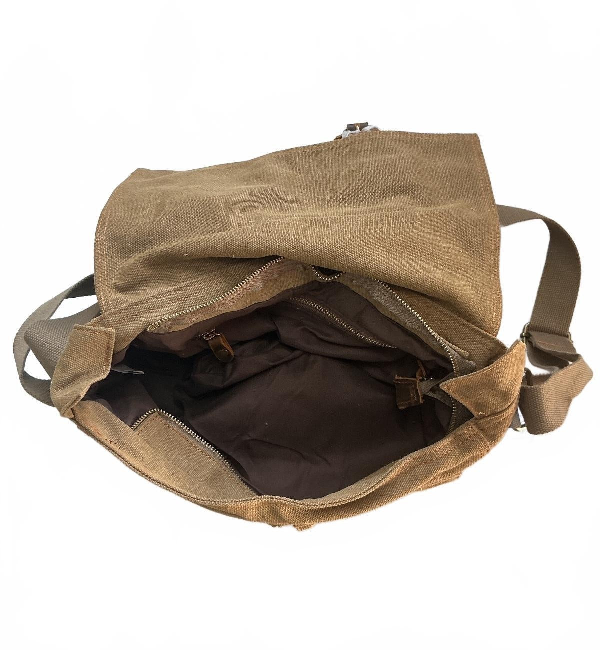 Fandare Brown Canvas Messenger Bag Size Medium