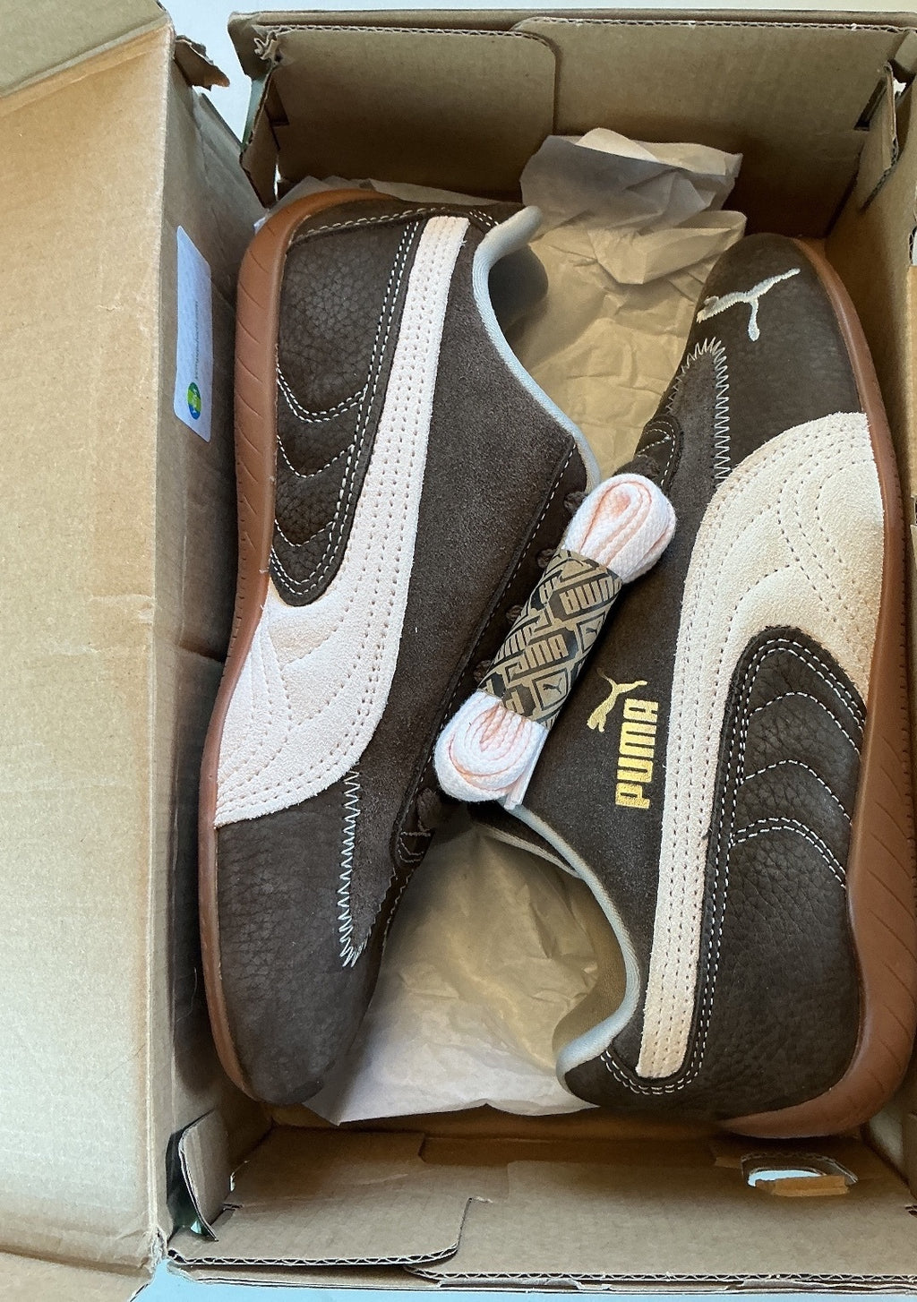 Puma Speedcat Wine Club Womens 3.5 Chocolate-Jasmine Flower Trainers Size 3.5Uk