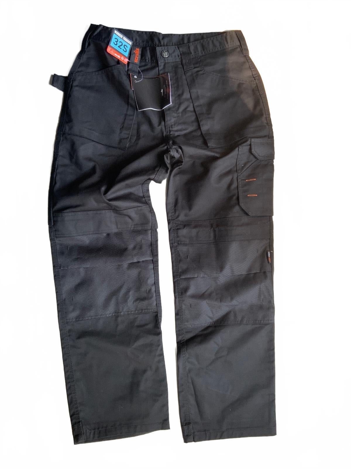 *NEW* Scruffs Worker Trousers 32S Black Durable Workwear Pants