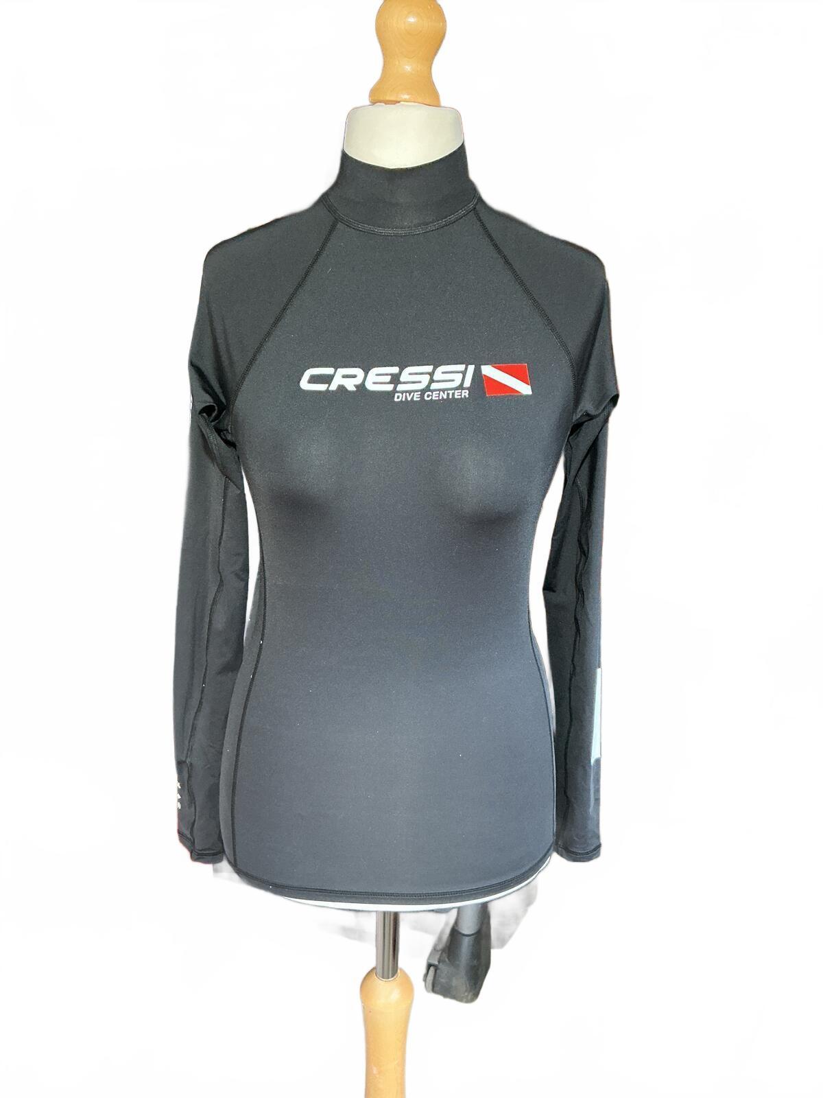 Cressi Women's Black Rashguard Dive Shirt Size L/4 Long Sleeve Swimwear