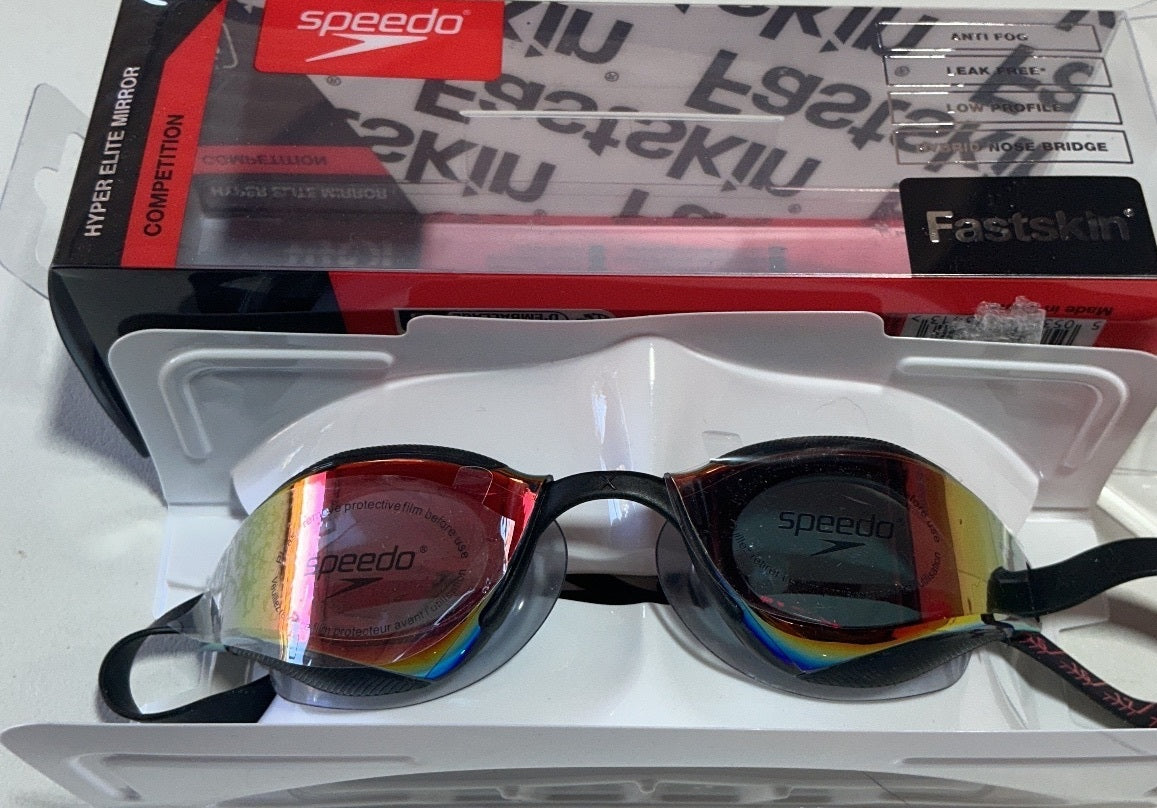 *NEW* Speedo Hyper Elite Mirror Competition Swimming Goggles Size Adult