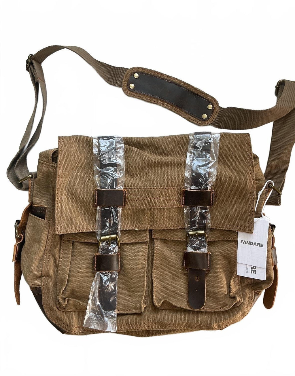 Fandare Brown Canvas Messenger Bag Size Medium