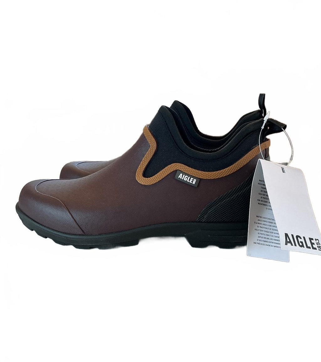 Aigle Lessfor Plus M2 Men Size 9.5 Brown Slip-On Waterproof Garden Shoes New