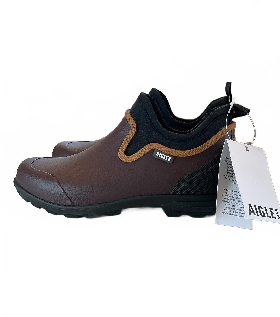 Aigle Lessfor Plus M2 Men Size 9.5 Brown Slip-On Waterproof Garden Shoes New
