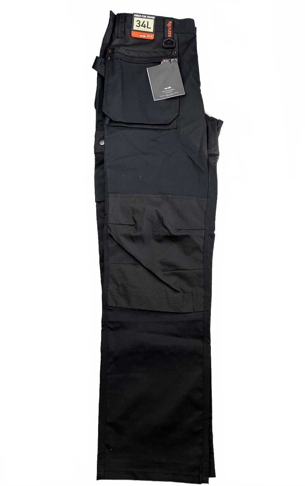 Scruffs Worker Plus Trousers Men's 34L Black Abratect Durable Workwear