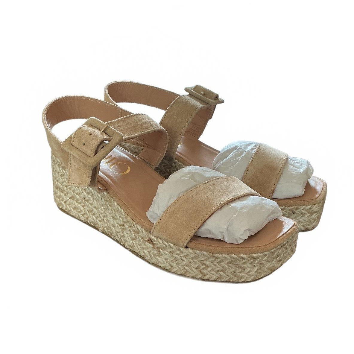 Gaimo Pesca Baby Silk Camello Wedge Sandals Size 38/Uk 5 Espadrille Platform