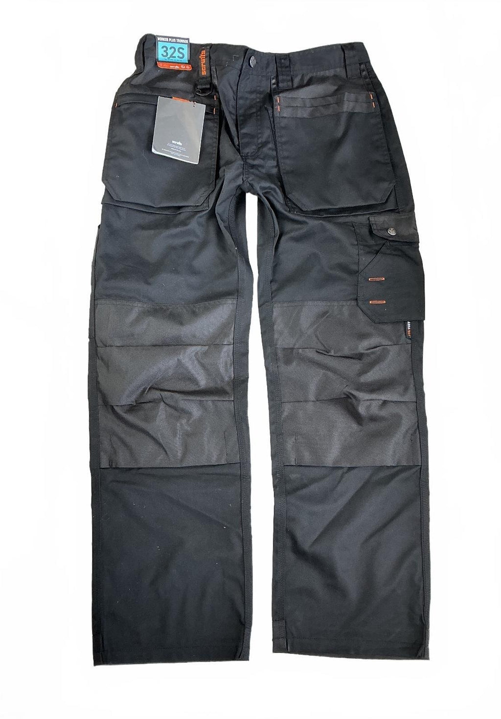 Scruffs Worker Plus Trousers Men 32S Black Durable Knee Pad Pockets